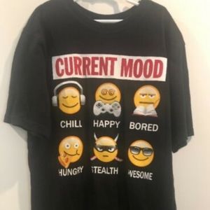 Black Yellow Emoji ‘Current Mood ’ Long Sleeve top and Pant Pyjamas.